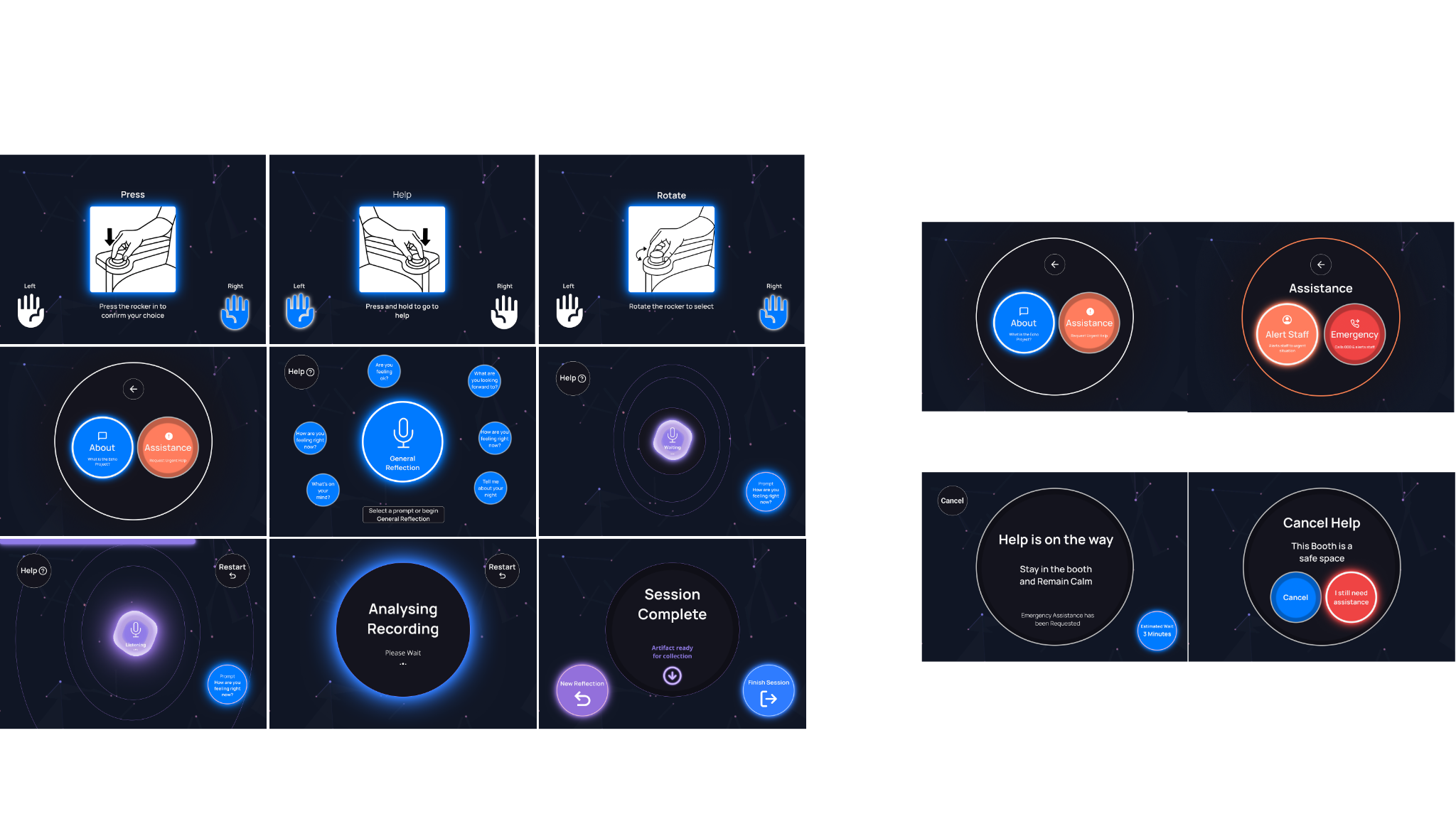 Final high-fidelity interface screens