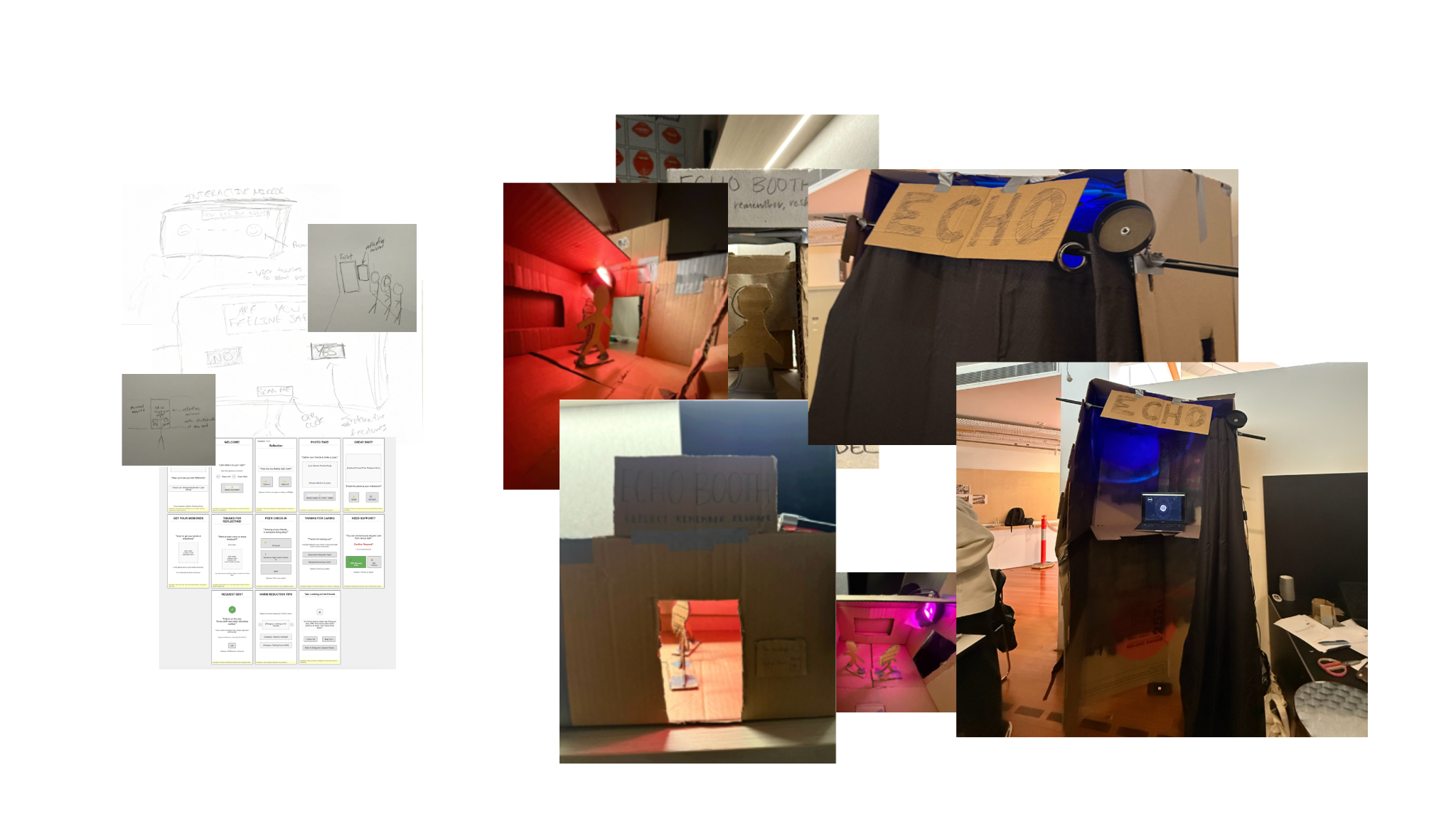 Low-fi screens and cardboard booth prototyping